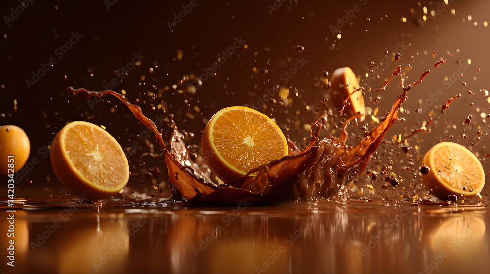 Poster citrus symphony: an invigorating splash of citrus and a liquid burst of color, showcasing the vitali