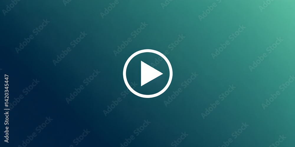 Poster a white play button icon centered on a gradient background of dark blue and light green color