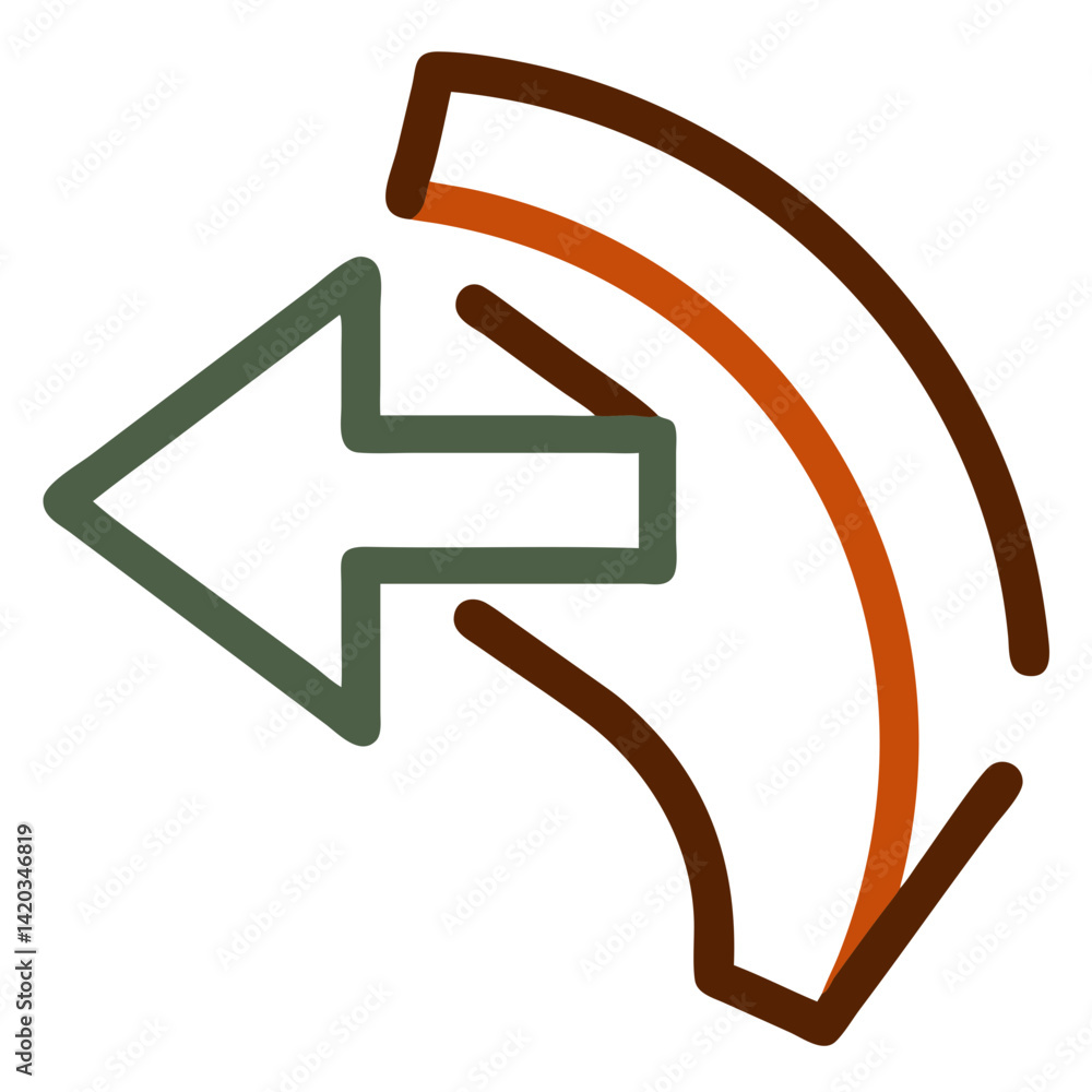 Poster icon of left arrow symbolizing direction and navigation