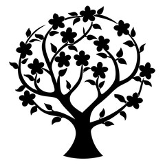 Stylized Tree in Full Bloom with Beautiful Flowers and Luscious Leaves