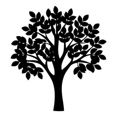 Obraz premium Stylized silhouette of a leafy tree on a white background image