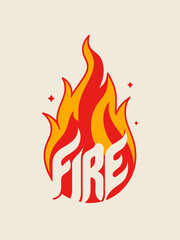 fire sign on a wooden background
