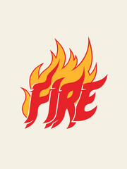 Fire flames vector illustration T-shirt on white background
