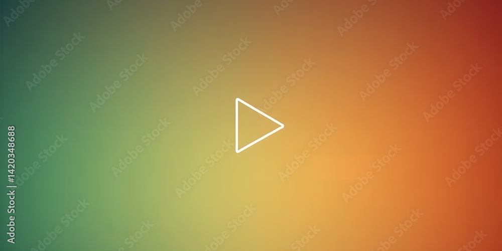 Poster a simple illustration of a white triangle play button icon on a gradient background image