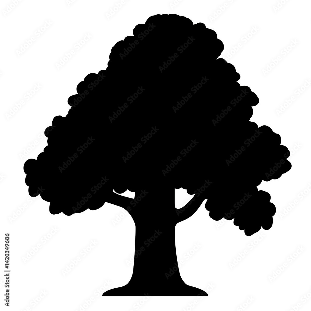 Aufkleber silhouette of large tree with broad canopy and sturdy trunk, evoking sense of strength and tranquili
