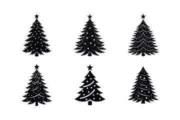 Christmas tree silhouette vector pack, festive art
