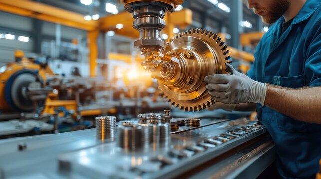 A man is working on a machine in a factory