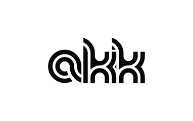 AKK Creative Unique Modern Letter Logo Design. Stylized logo featuring a unique letter design, presenting abstract minimalist aesthetics and modern appeal.