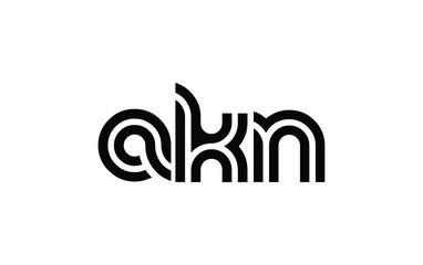 AKN Creative Unique Modern Letter Logo Design. Stylized logo featuring a unique letter design, presenting abstract minimalist aesthetics and modern appeal.