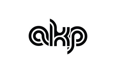 AKP Creative Unique Modern Letter Logo Design. Stylized logo featuring a unique letter design, presenting abstract minimalist aesthetics and modern appeal.