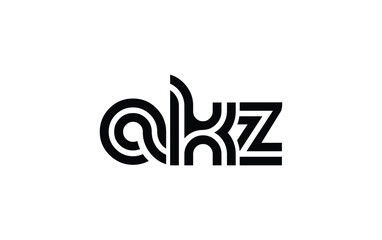 AKZ Creative Unique Modern Letter Logo Design. Stylized logo featuring a unique letter design, presenting abstract minimalist aesthetics and modern appeal.
