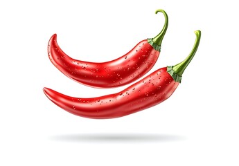 Fresh Red Chili Peppers Isolated on White Background for Cooking
