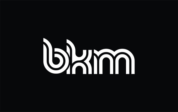 BKM Creative Unique Modern Letter Logo Design. Stylized logo featuring a unique letter design, presenting abstract minimalist aesthetics and modern appeal.