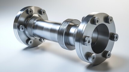 Detailed view of a metallic industrial connector showcasing precision design and engineering craftsmanship