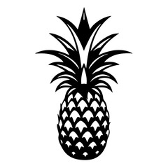 Obraz premium Stylized Black and White Pineapple Illustration Featuring Geometric Shapes and Strong Contrast