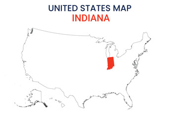 Indiana map of USA state. Indiana map vector illustration. Indiana vector map on white background.
