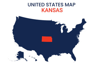 Kansas map of USA state. Kansas map vector illustration. Kansas vector map on white background.