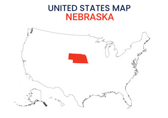 Nebraska map of USA state. Nebraska map vector illustration. Nebraska vector map on white background.