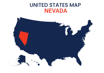 Nevada map of USA state. Nevada map vector illustration. Nevada vector map on white background.
