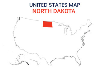 North Dakota map of USA state. North Dakota  map vector illustration. North Dakota  vector map on white background.