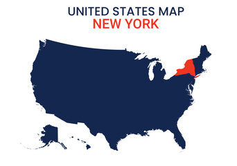 New York map of USA state. New York map vector illustration. New York vector map on white background.
