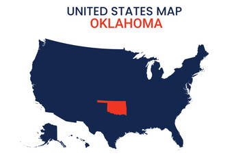 Oklahoma map of USA state. Oklahoma map vector illustration. Oklahoma vector map on white background.