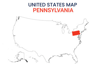 Pennsylvania map of USA state. Pennsylvania map vector illustration. Pennsylvania vector map on white background.