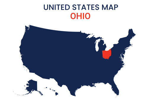 Ohio map of USA state. Ohio map vector illustration. Ohio vector map on white background.