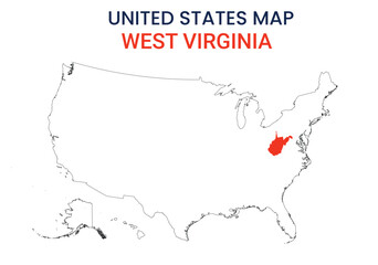 West Virginia map of USA state. West Virginia map vector illustration. West Virginia vector map on white background.