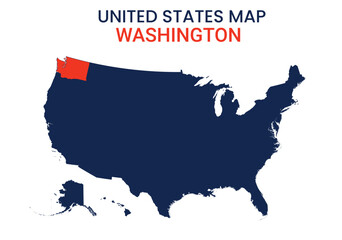 Washington map of USA state. Washington map vector illustration. Washington vector map on white background.