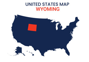 Wyoming map of USA state. Wyoming map vector illustration. Wyoming vector map on white background.