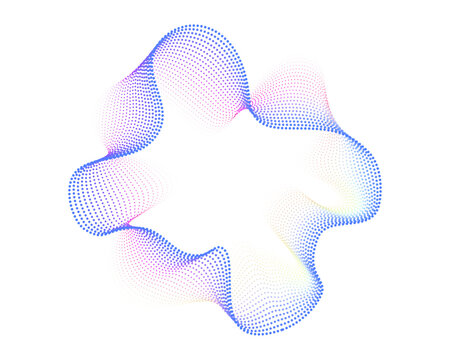 A set of multicolored neon sound dot waves. Sound curve, radial spectrum. Colorful template for music poster and banner. Vector radial spectrum.