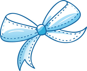 Cute Light Blue Hand Drawn Bow Illustration for Gift Wrapping Design