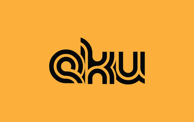 EKU Creative Unique Modern Letter Logo Design. Stylized logo featuring a unique letter design, presenting abstract minimalist aesthetics and modern appeal.