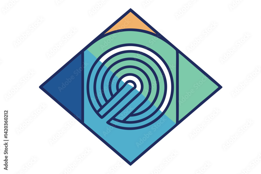Poster modern vector illustration of a fingerprint design symbolizing identity verification and security in