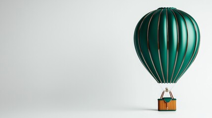 Fototapeta premium Colorful hot air balloon stands against a neutral background, showcasing its unique design and structure