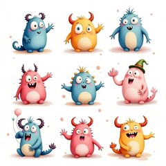 set of funny cartoon animals