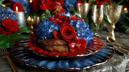 Fototapeta premium July 4th patriotic dining table setup
