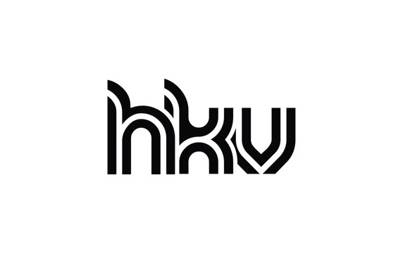 HKV Creative Unique Modern Letter Logo Design. Stylized logo featuring a unique letter design, presenting abstract minimalist aesthetics and modern appeal.