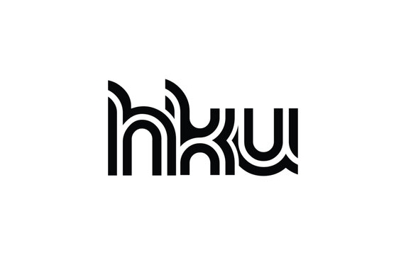 HKU Creative Unique Modern Letter Logo Design. Stylized logo featuring a unique letter design, presenting abstract minimalist aesthetics and modern appeal.