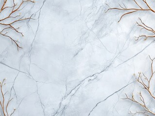 Light gray marble surface with golden branches