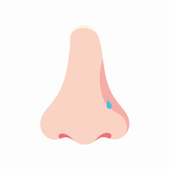 Stylized nose illustration with droplet, minimalist design concept