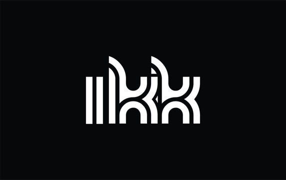 IKK Creative Unique Modern Letter Logo Design. Stylized logo featuring a unique letter design, presenting abstract minimalist aesthetics and modern appeal.