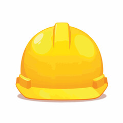 Bright yellow construction helmet on white background, safety symbol