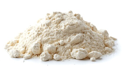 Fine White Flour Pile for Baking and Cooking on White Background