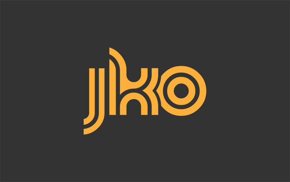 JKO Creative Unique Modern Letter Logo Design. Stylized logo featuring a unique letter design, presenting abstract minimalist aesthetics and modern appeal.