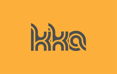 KKA Creative Unique Modern Letter Logo Design. Stylized logo featuring a unique letter design, presenting abstract minimalist aesthetics and modern appeal.