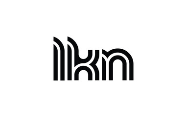 LKN Creative Unique Modern Letter Logo Design. Stylized logo featuring a unique letter design, presenting abstract minimalist aesthetics and modern appeal.