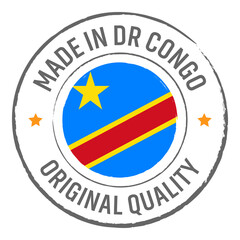 Made in DR Congo stamp logo with national flag illustration isolated png transparent