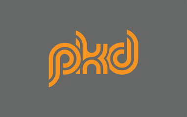 PKD Creative Unique Modern Letter Logo Design. Stylized logo featuring a unique letter design, presenting abstract minimalist aesthetics and modern appeal.